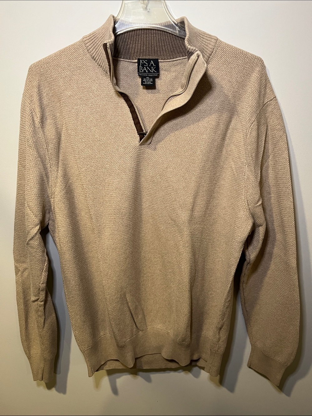 Jos. A. Bank Men's Beige Quarter-Zip Sweater